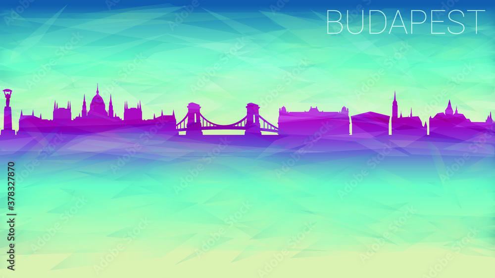 Budapest Hungary. Broken Glass Abstract Geometric Dynamic Textured. Banner Background. Colorful Shape Composition.