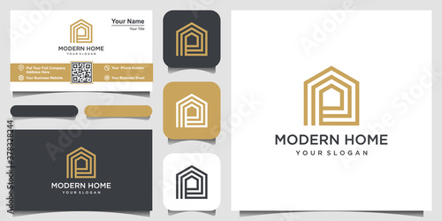 logo modern home vector for construction, home, real estate, building, property. Minimal awesome trendy professional logo design template and business card design