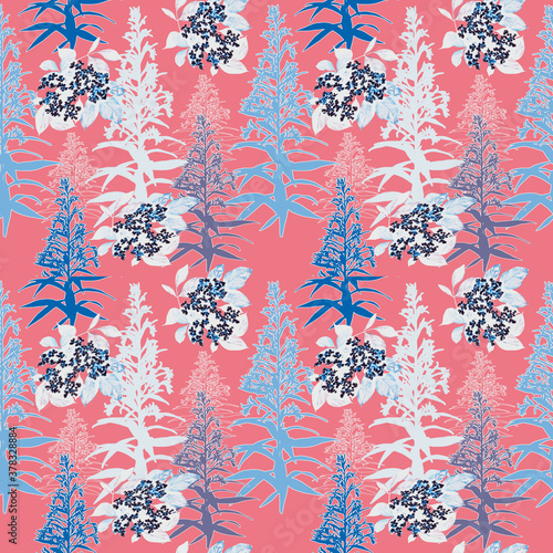 Floral abstract with elderflower, seamless pattern.