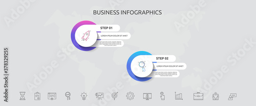 Vector infographic template circles for two labels, diagram, graph, presentation. Business concept with 2 options. For content, flowchart, steps, timeline, workflow, marketing, banner, levels, chart