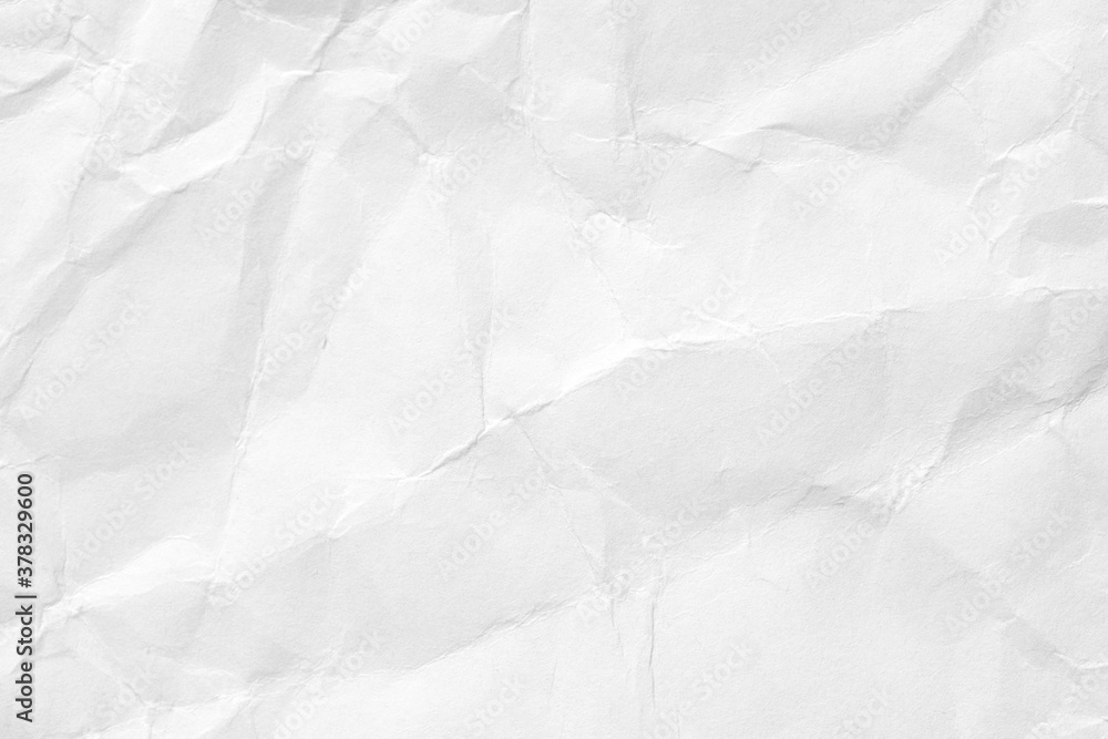 White crumpled paper background, texture old for web design screensavers. Template for various purposes or creating packaging.