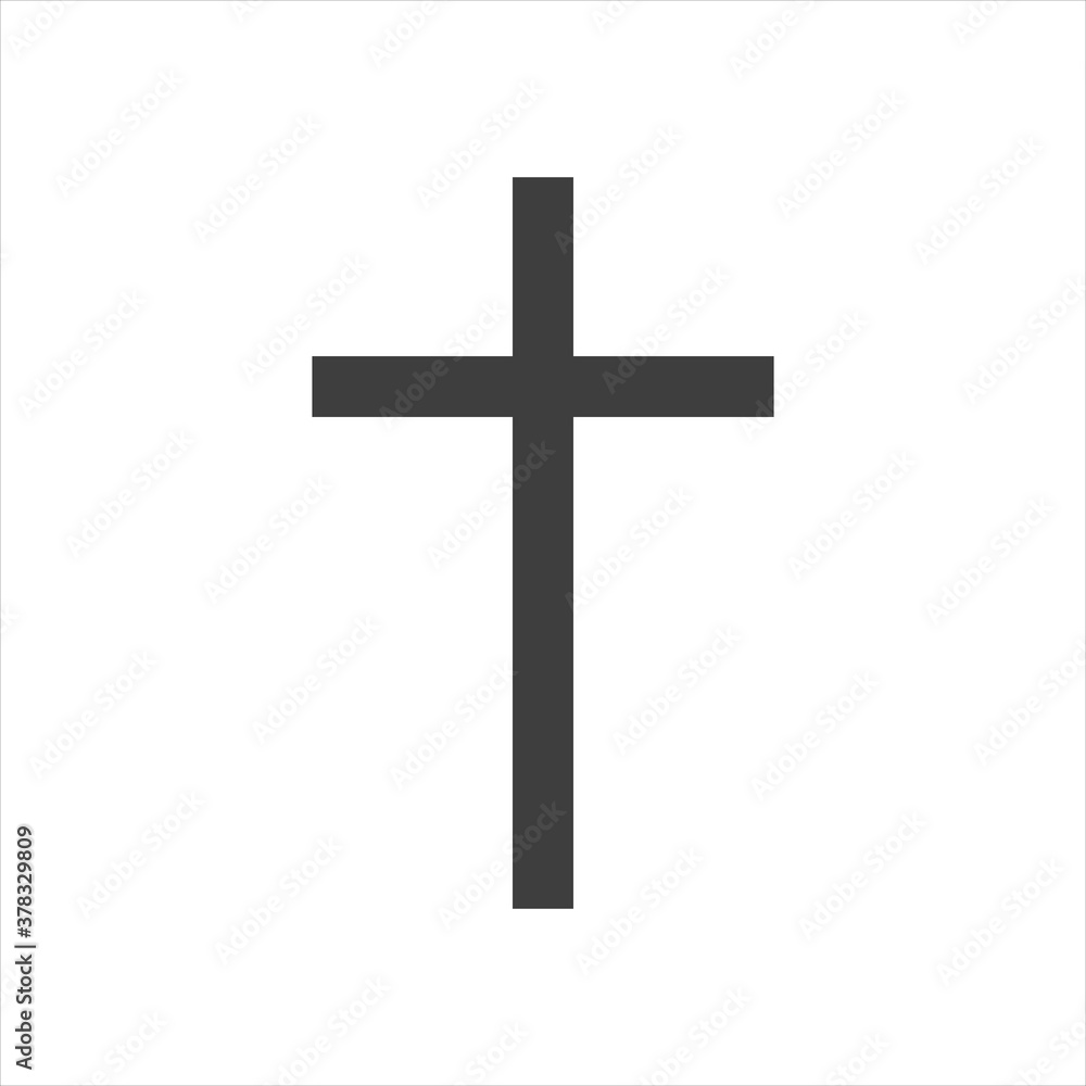 Hand drawn black grunge cross icon, simple Christian cross sign, hand-painted cross symbol created with real ink brush isolated on white background.