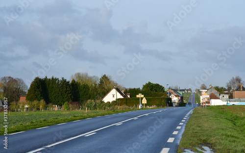 Suzay, France - january 29 2020 : D 6014 road between Magny en Vexin and Fleury sur Andelle photo