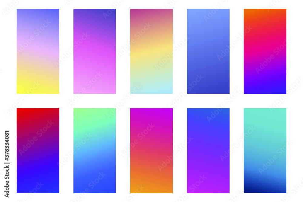 Modern cover template design. Set of trendy colorful gradient vector illustrations. Background for flyer, social media post, screen, mobile app, wallpaper