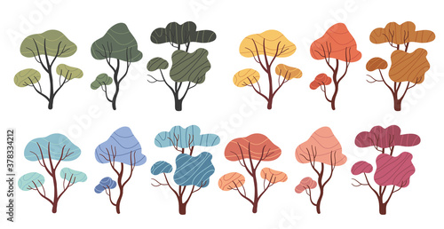 A set of trees in different seasons.Four seasons. Trees at different time of the year - winter spring, summer, autumn.