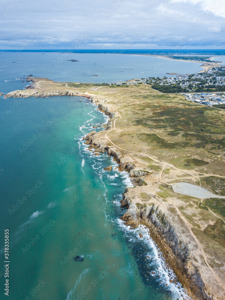 French Brittany coastline from the sky / Quiberon Côte Sauvage