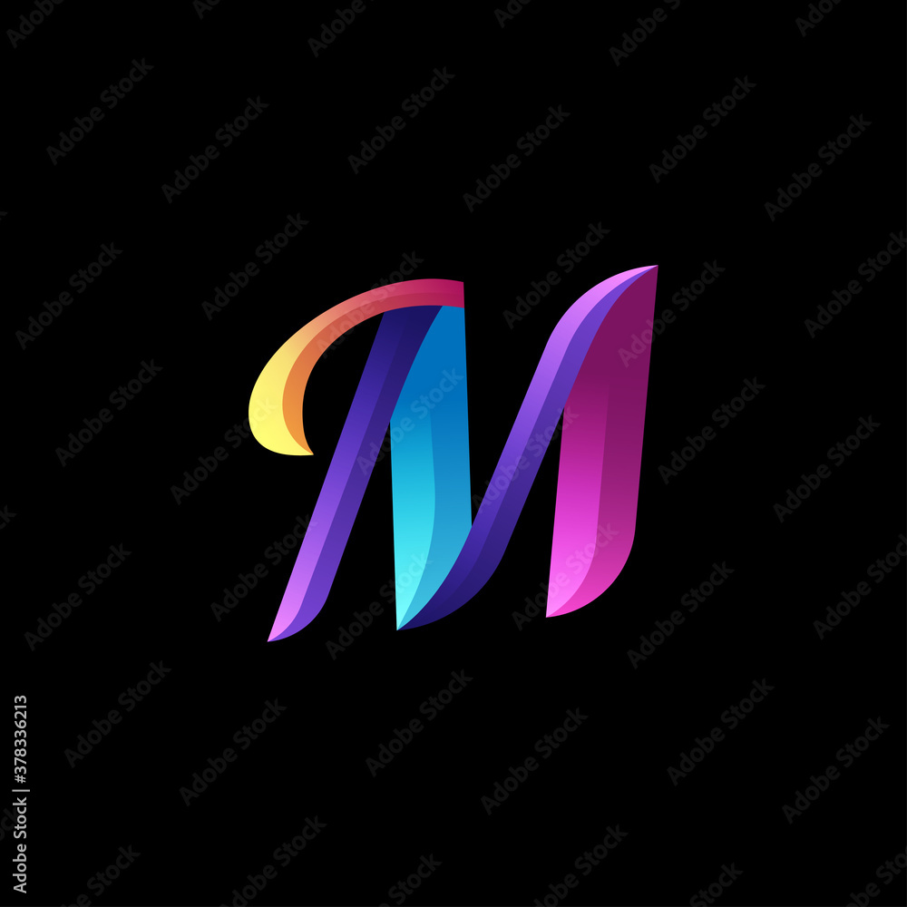 Obraz premium initial letter m logo with gradient vibrant colorful glossy