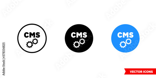 CMS icon of 3 types color, black and white, outline. Isolated vector sign symbol.