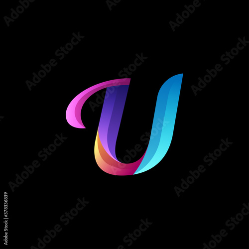 initial letter u logo with gradient vibrant colorful glossy