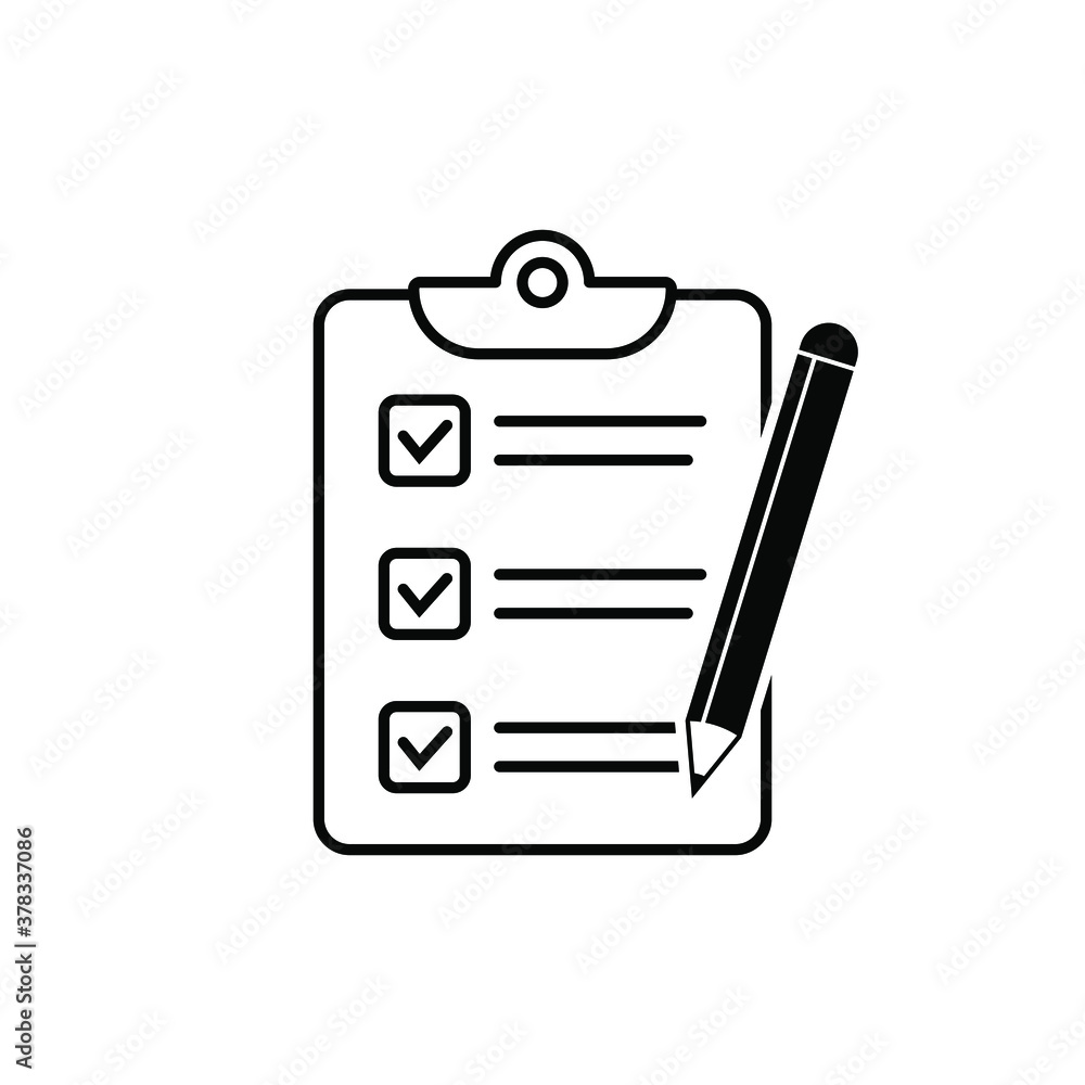 Clipboard pencil vector icon. Black illustration isolated on white background for graphic and web design. Clipboard pencil vector icon. Black illustration isolated on white background for graphic and web design.