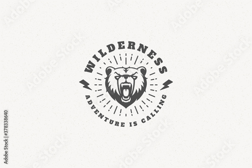 Quote typography with hand drawn angry bear head symbol for greeting card or poster and other.