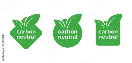 Carbon neutral stamp - CO2 emissions free (no air atmosphere pollution) industrial production eco-friendly isolated sign in square, rhombic and circle shapes
