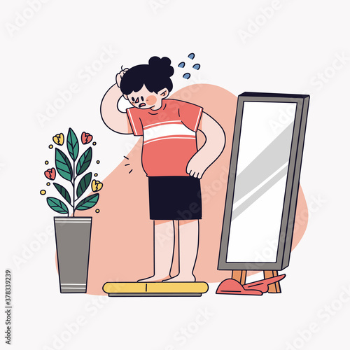 girl gain weight concept digital graphic