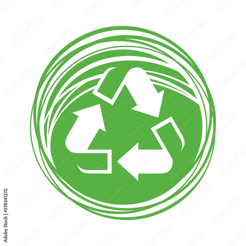 Recycling sign - zero waste or biodegradable icon in green creative style - isolated vector emblem Recycling sign - zero waste or biodegradable icon in green creative style - isolated vector emblem