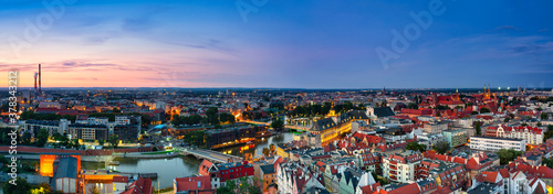 Panorama of the Wrocław old town at sunset. Poland