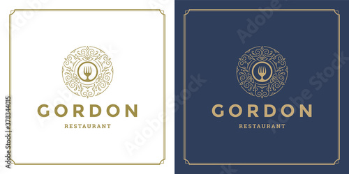 Restaurant logo design vector illustration forks silhouette good for restaurant menu and cafe badge