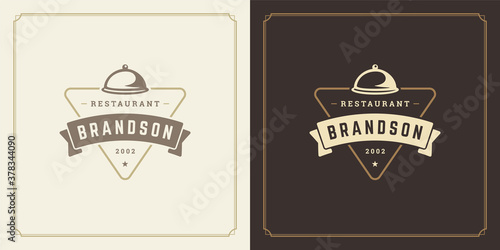 Restaurant logo design vector illustration dish tray silhouette good for restaurant menu and cafe badge