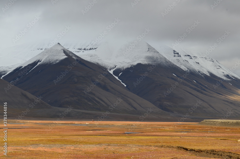 Fototapeta premium View from Svalabard, Norway in summer. Warmer arctic summers.