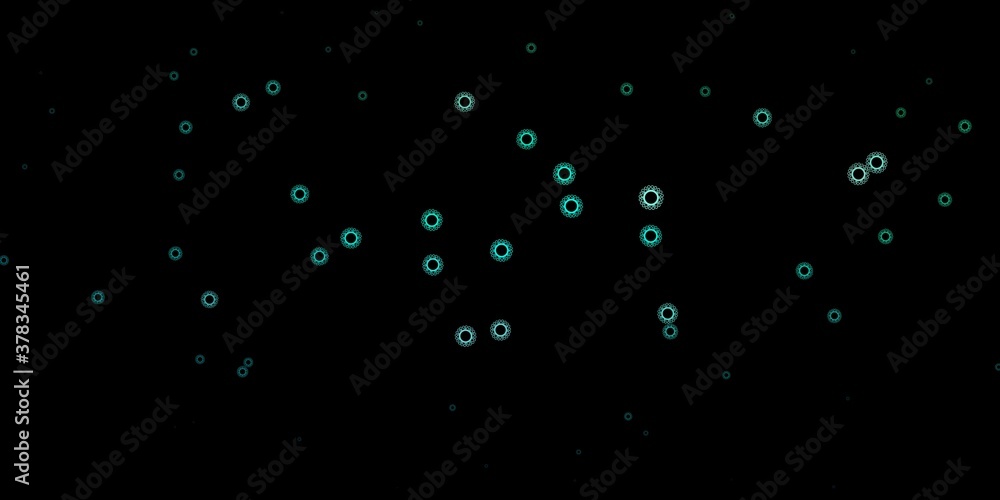 Dark green vector background with covid-19 symbols. Dark green vector background with covid-19 symbols.