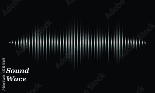 Vector sound wave. Abstract music pulse background. Audio track wave graph of frequency isolated on black background.