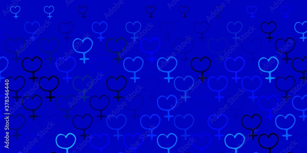 Light BLUE vector pattern with feminism elements. Light BLUE vector pattern with feminism elements.