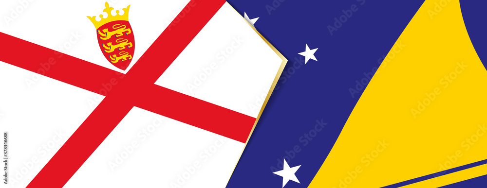 Jersey and Tokelau flags, two vector flags. Jersey and Tokelau flags, two vector flags.
