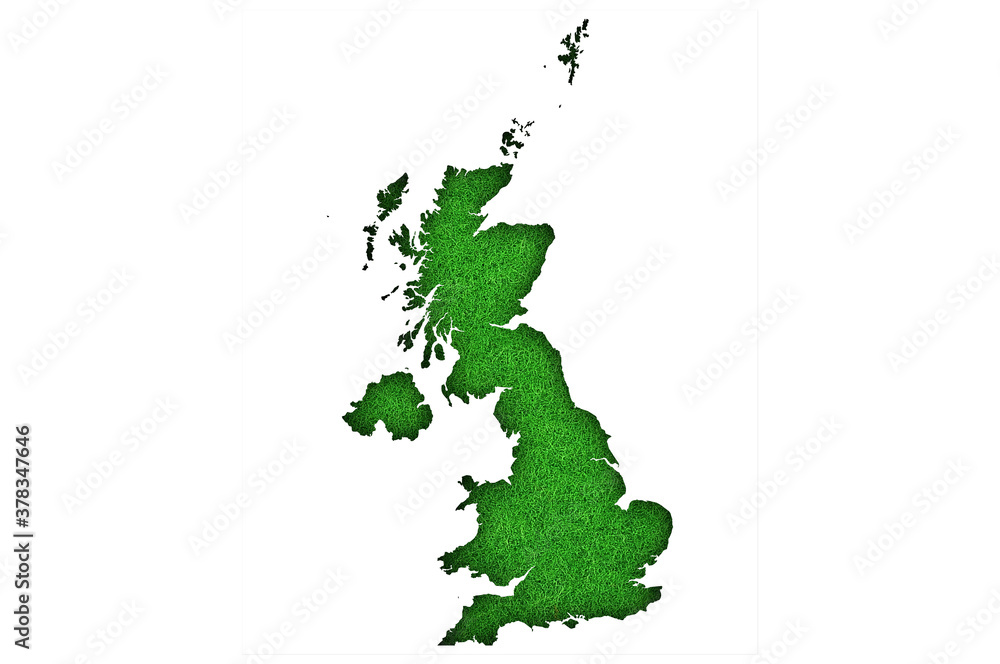 Karte von Großbritannien auf grünem Filz