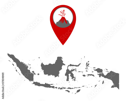 Karte von Indonesien mit Anzeiger für Vulkan