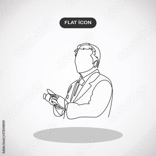 Continuous line art or One Line Drawing of a businessman Standing ovation