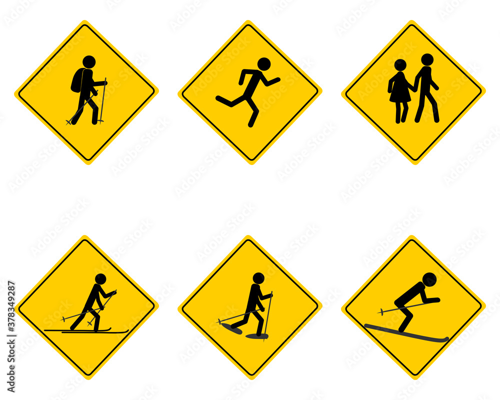 Verkehrsschild für verschiedene Sportarten Verkehrsschild für verschiedene Sportarten