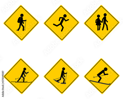 Verkehrsschild für verschiedene Sportarten