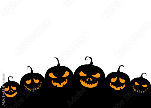 Halloween pumpkins. Funny evil jack-o-lantern silhouettes. Vector illustration