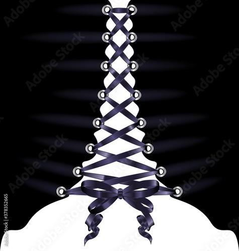vector illistration white background and black fabric with dark lacing Fototapet