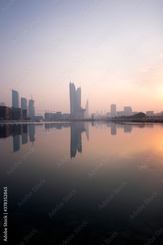 Bahrain Skyline in the morning hours with beautiful hue