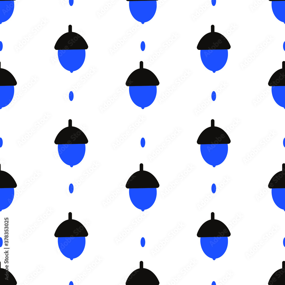 A seamless pattern with blue acorns on a white background. Children room wallpaper. Fall season. A seamless pattern with blue acorns on a white background. Children room wallpaper. Fall season.