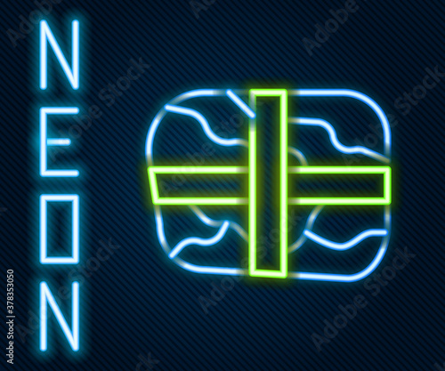 Glowing neon line Package with cocaine icon isolated on black background. Health danger. Colorful outline concept. Vector Illustration.
