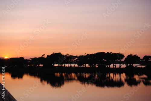 sunset over the river