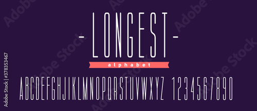 Thin vector font. Super long decorative font. Modern slim font.