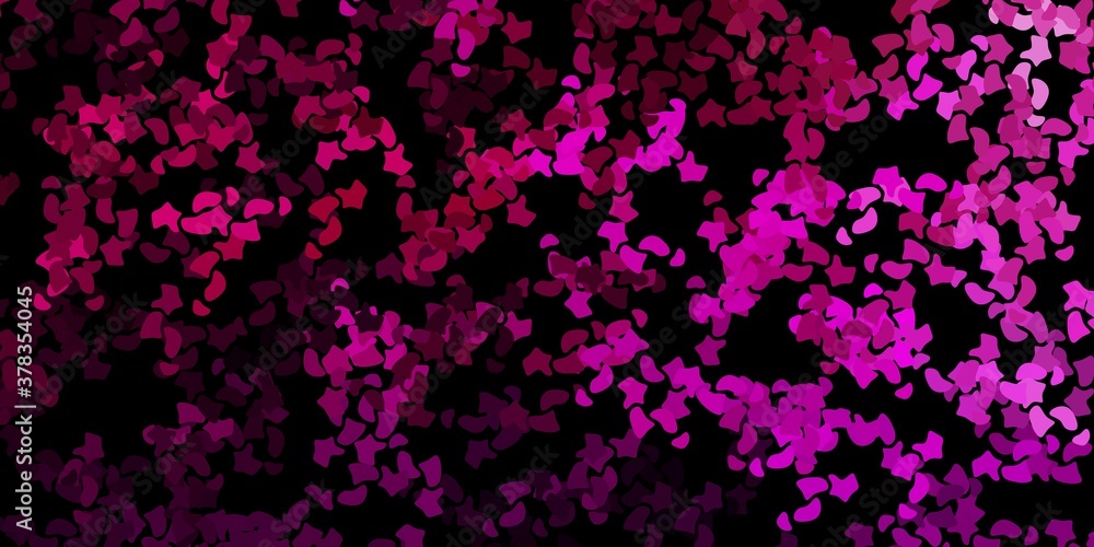 Dark pink vector texture with memphis shapes.