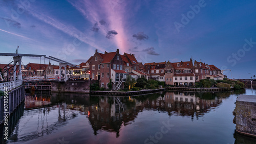 Cityscape of the city of Enkhuizen in the middle of the Netherlands located on the IJselmeer.