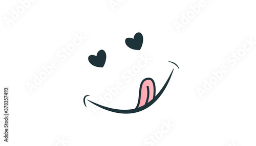 Yummy icon. Hungry smiling face with mouth and tongue emoji. Delicious, healthy funny lunch tasty mood smile avatar happy yellow character cute vector isolated cartoon symbol