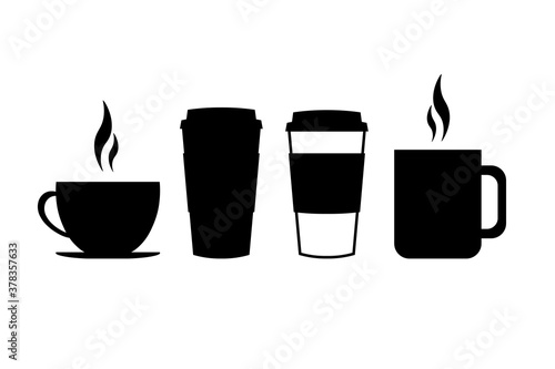 Set of different tea or coffee mugs and cups. Vector EPS10 illustration.
