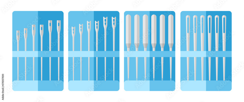 Set needle for sewing on white background. Kit for tailoring. Set needle for sewing on white background. Kit for tailoring.
