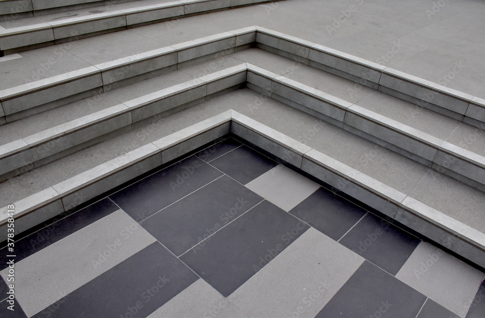 Obraz premium Modern architecture detail. Grunge texture of outdoor staircase. Step of rock stair with vintage style. 