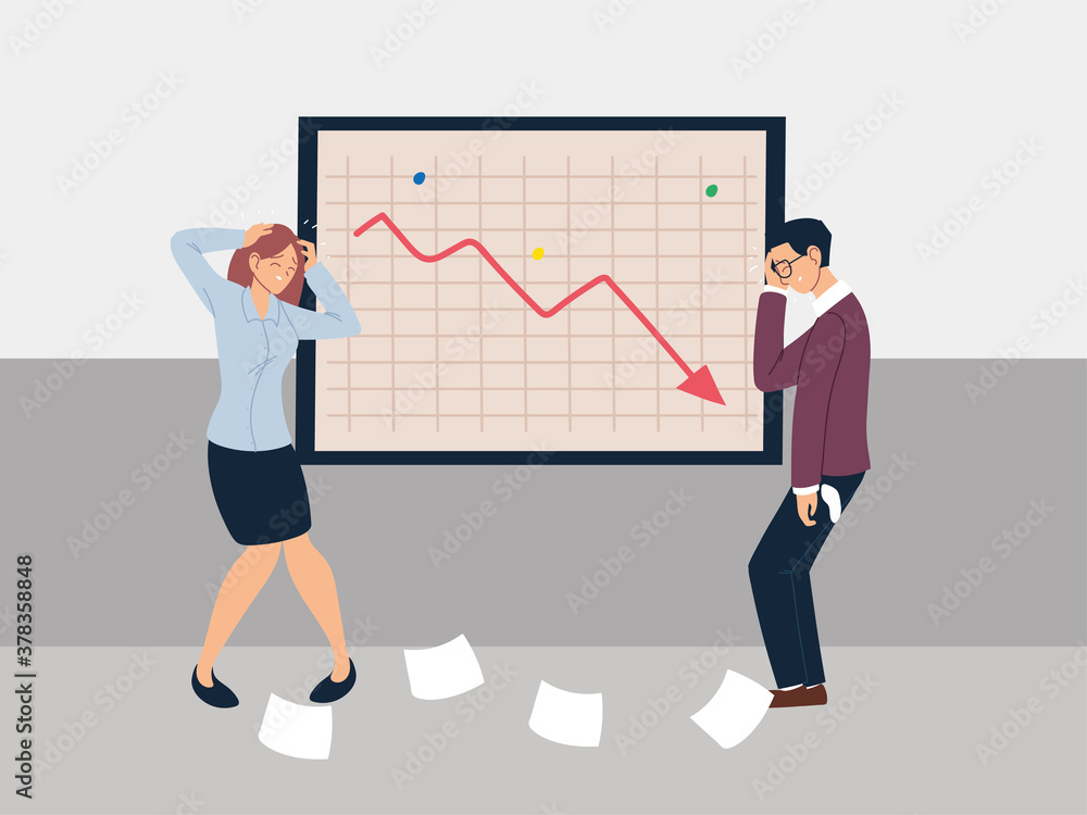 business people at presentation of decreasing chart, financial crisis business people at presentation of decreasing chart, financial crisis
