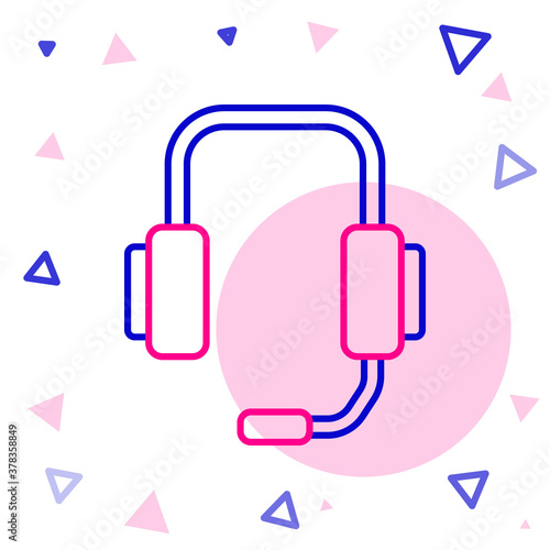 Line Online psychological counseling distance icon isolated on white background. Psychotherapy, psychological help, psychiatrist online consulting. Colorful outline concept. Vector.