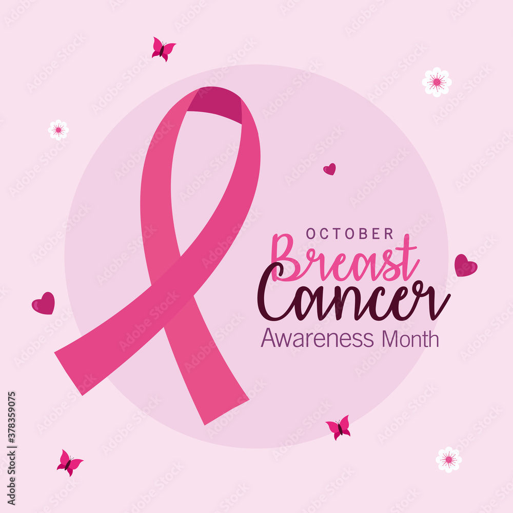 breast cancer awareness pink ribbon design, october month campaign theme Vector illustration