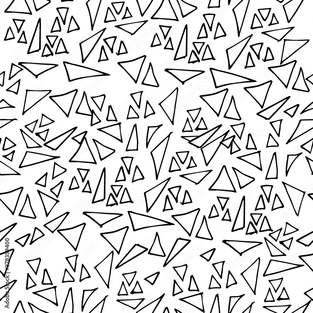 Endless triangle pattern. Black and white drawing. graphic clean design for fabric, events, wallpaper, etc.