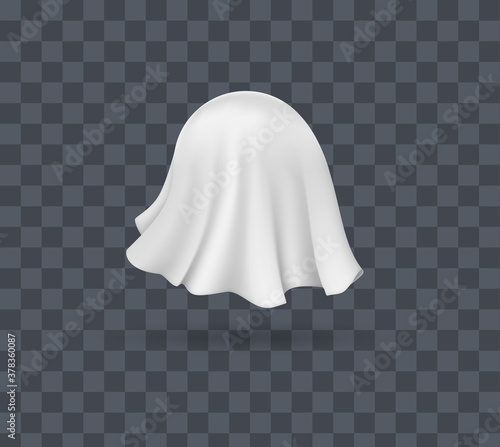 Draped table covers. Big realistic pair hanging napkin, tablecloth, curtain.