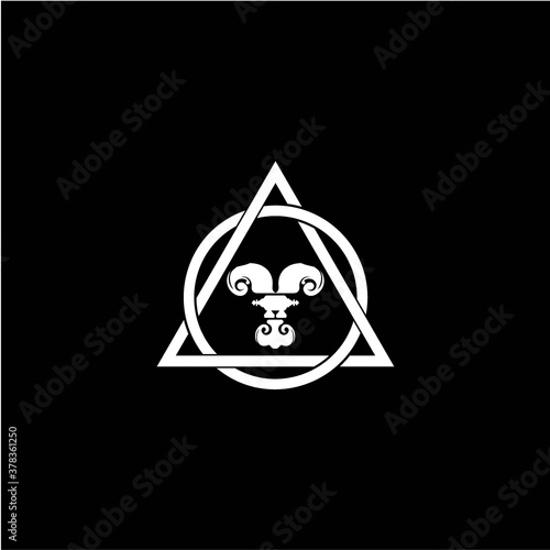 initial logo Y monogram, creative, minimalistic, with white triangles and circles